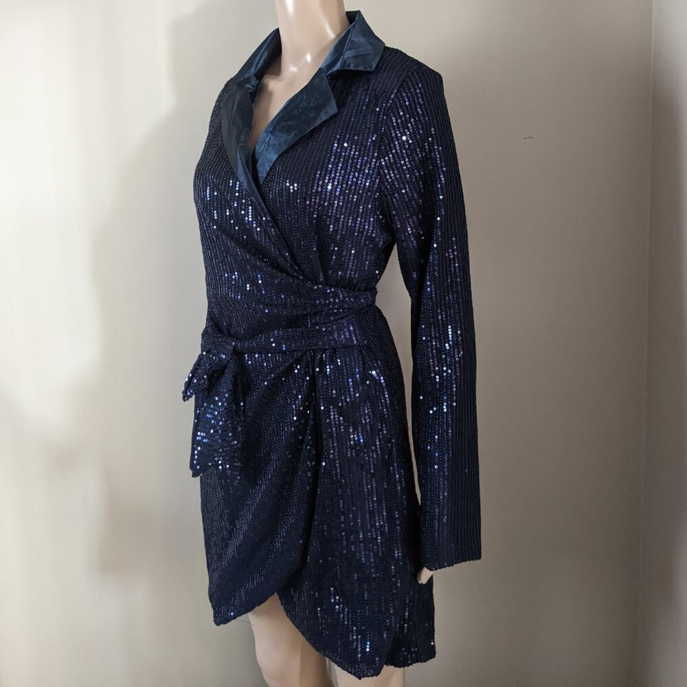 Sequin navy blazer night dress, women's medium